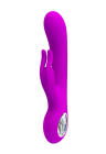 Silikonowy wibrator ze stymulatorem łechtaczki, purpurowy, ładowany USB