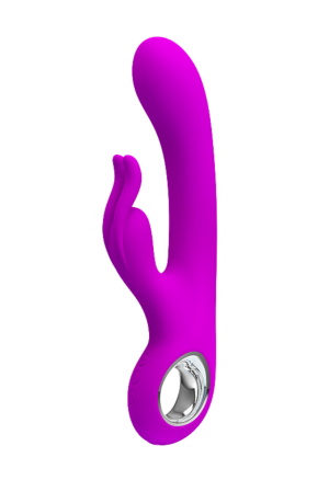 Silikonowy wibrator ze stymulatorem łechtaczki, purpurowy, ładowany USB