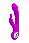 Silikonowy wibrator ze stymulatorem łechtaczki, purpurowy, ładowany USB