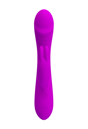Silikonowy wibrator ze stymulatorem łechtaczki, purpurowy, ładowany USB