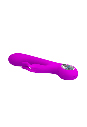 Silikonowy wibrator ze stymulatorem łechtaczki, purpurowy, ładowany USB
