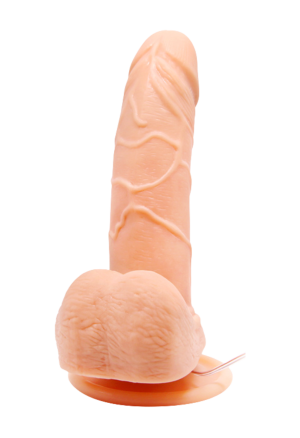 Rotujący wibrator, dildo z jądrami i przyssawką na pilota - 15 cm