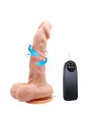 Rotujący wibrator - dildo z jądrami na pilota - 17 cm