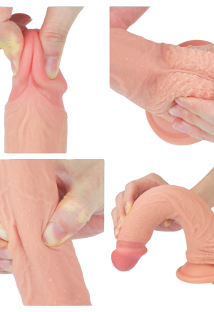 Dwuwarstwowe, realistyczne dildo z platynowego silikonu - 22 cm