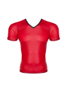 Czerwony t-shirt męski w serek