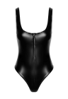 Uwodzicielskie, czarne body z materiału wetlook