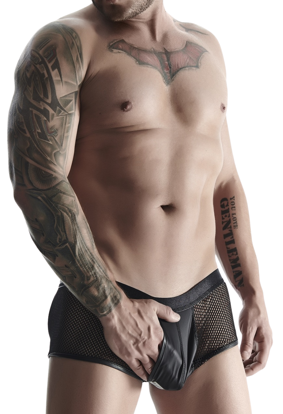 Męskie szorty z siateczki i wetlooku