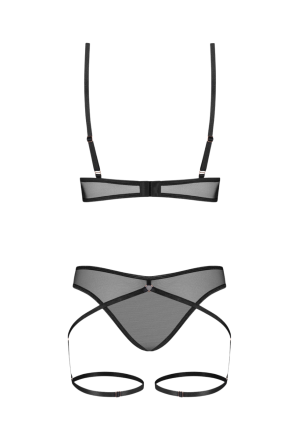 Seksowny komplet z paskami i nasutnikami w kolorze czarnym