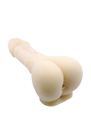 Masturbator, cieliste dildo i przedłużająca nakładka