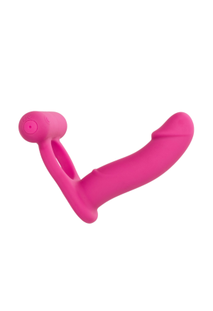 Wibrujący pierścień erekcyjny z silikonowym dildem