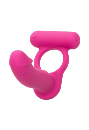 Wibrujący pierścień erekcyjny z silikonowym dildem