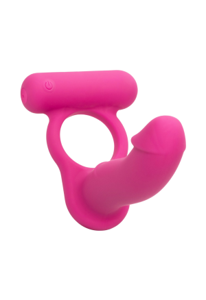 Wibrujący pierścień erekcyjny z silikonowym dildem