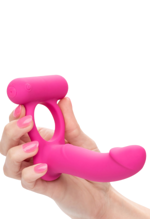 Wibrujący pierścień erekcyjny z silikonowym dildem