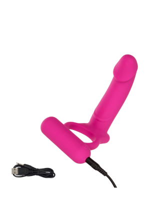 Wibrujący pierścień erekcyjny z silikonowym dildem