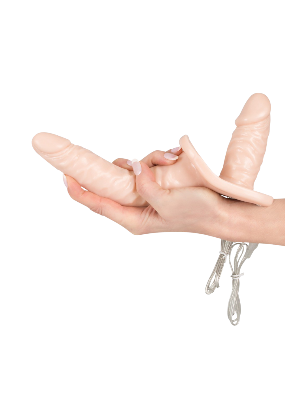 Podwójny strap on z podwójnymi wibracjami z regulowanym paskiem Podwójny strap on z podwójnymi wibracjami z regulowanym paskiem