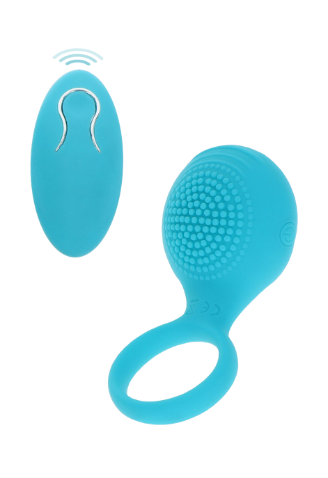 Niebieski pierścień erekcyjny z wibracjami oraz pilotem