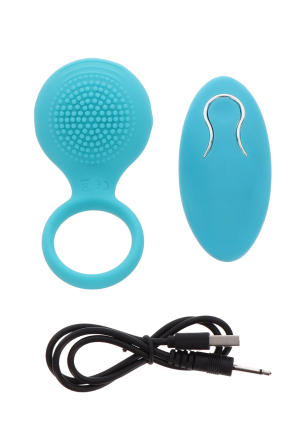 Niebieski pierścień erekcyjny z wibracjami oraz pilotem