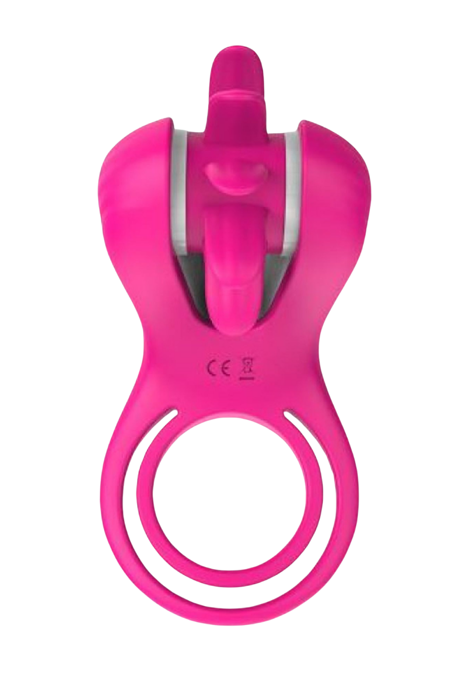 Różowy pierścień falliczny z masażerem łechtaczki Różowy pierścień falliczny z masażerem łechtaczki