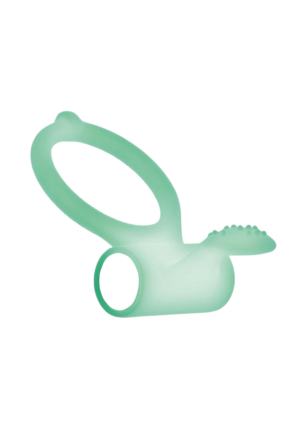 Świecący, silikonowy ring na penisa z wibracjami i wypustką