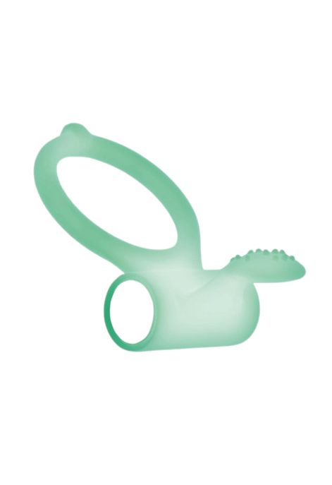 Świecący, silikonowy ring na penisa z wibracjami i wypustką