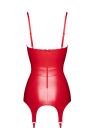 Błyszczący, czerwony gorset na zamek, z pasem do pończoch Błyszczący, czerwony gorset na zamek, z pasem do pończoch