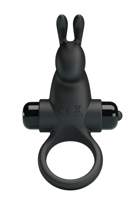 Czarny pierścień wibrujący z króliczkiem stymulującym