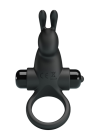 Czarny pierścień wibrujący z króliczkiem stymulującym Czarny pierścień wibrujący z króliczkiem stymulującym