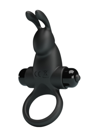 Czarny pierścień wibrujący z króliczkiem stymulującym
