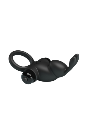 Czarny pierścień wibrujący z króliczkiem stymulującym