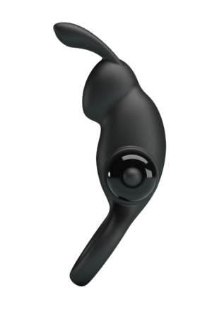 Czarny pierścień wibrujący z króliczkiem stymulującym