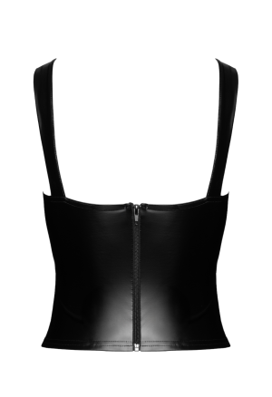 Czarny top z powerwetlooku z głębokim wiązanym dekoltem