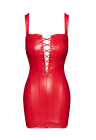 Czerwona sukienka mini z powerwetlooku z wiązanym dekoltem Czerwona sukienka mini z powerwetlooku z wiązanym dekoltem