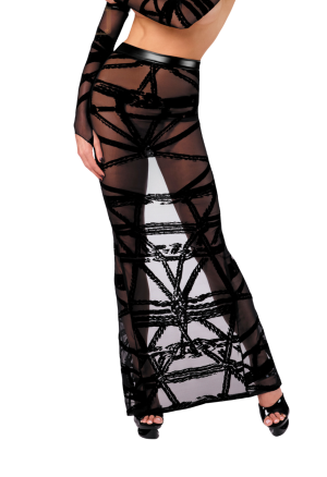 Spódnica z tiulu flockowanego w stylu bondage z wykończeniem powerwetlook