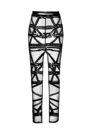 Spódnica z tiulu flockowanego w stylu bondage z wykończeniem powerwetlook