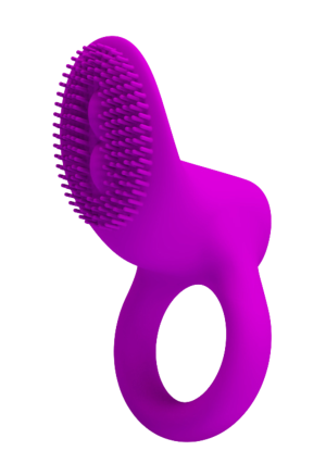 Wibrujący, purpurowy pierścień na penisa ze stymulatorem łechtaczki