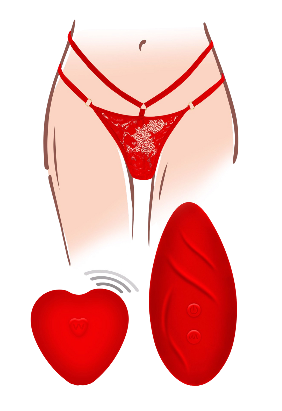 Koronkowe majteczki z wibratorem i pilotem w kształcie serca