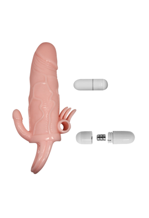 Realistczna, wibrująca nakładka na penisa z wypustkami