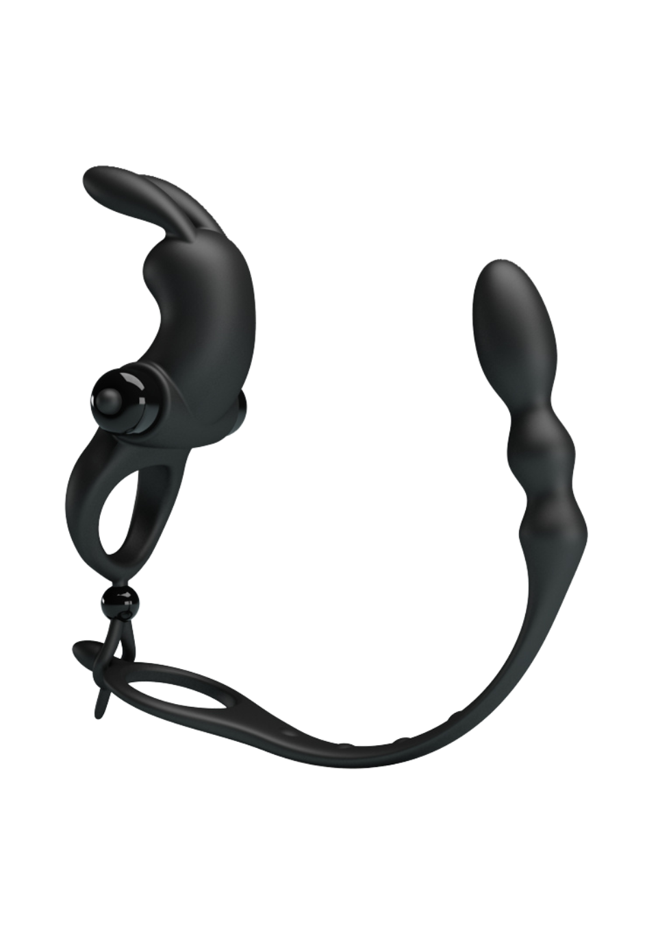 Wibrujący pierścień erekcyjny z korkiem analnym - 2w1