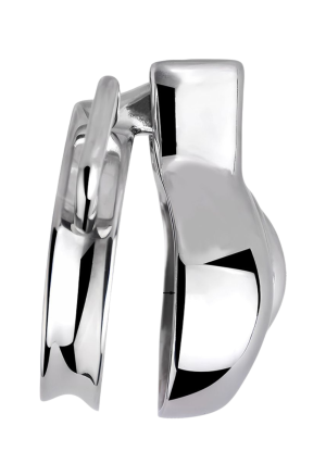 Stalowy pas cnoty w kształcie sromu, z regulowanym paskiem z eko-skóry