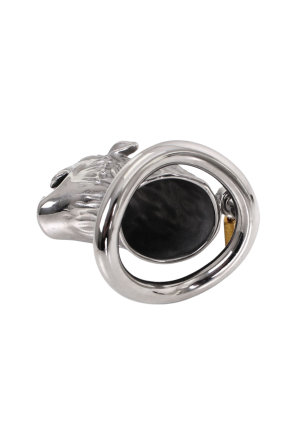 Stalowy pas cnoty z motywem lwa i z pierścieniem 4,5 cm