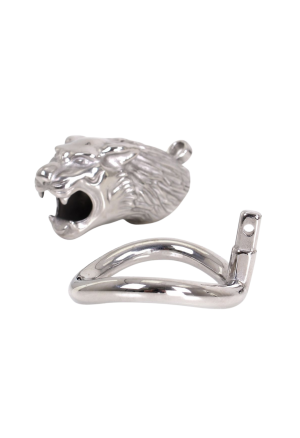 Stalowy pas cnoty z motywem lwa i z pierścieniem 4,5 cm