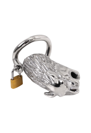 Stalowy pas cnoty z motywem lwa i z pierścieniem 4,5 cm