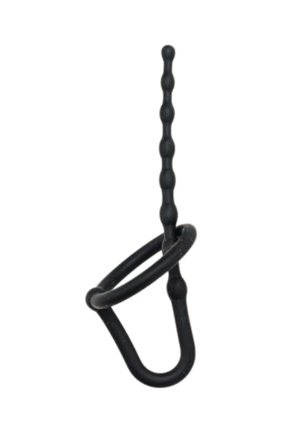 Silikonowy dilator z pierścieniem na żołądź i kulką stymulującą