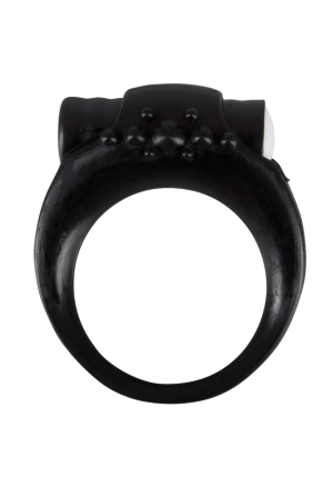 Czarny wibrujący pierścień na penisa