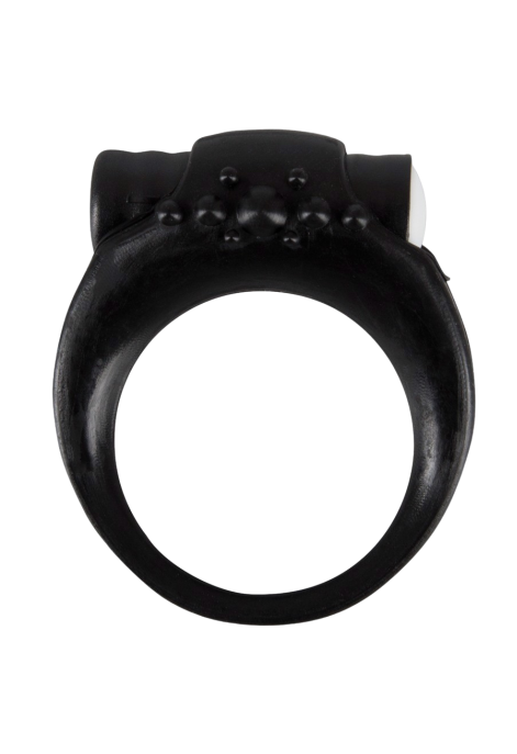 Czarny wibrujący pierścień na penisa