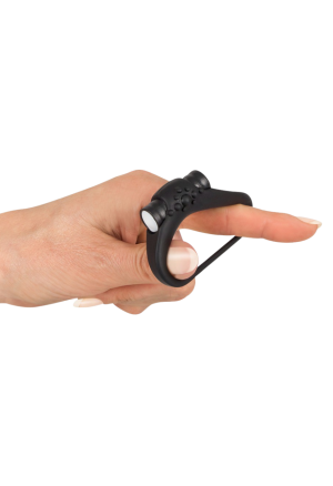 Czarny wibrujący pierścień na penisa