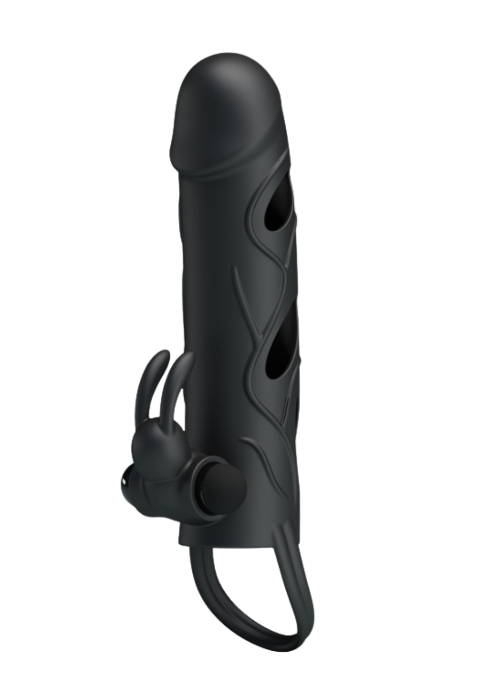 Silikonowa przedłużka z wibracjami i stymulatorem łechtaczki