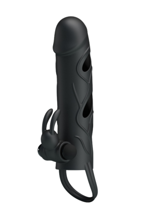 Silikonowa przedłużka z wibracjami i stymulatorem łechtaczki