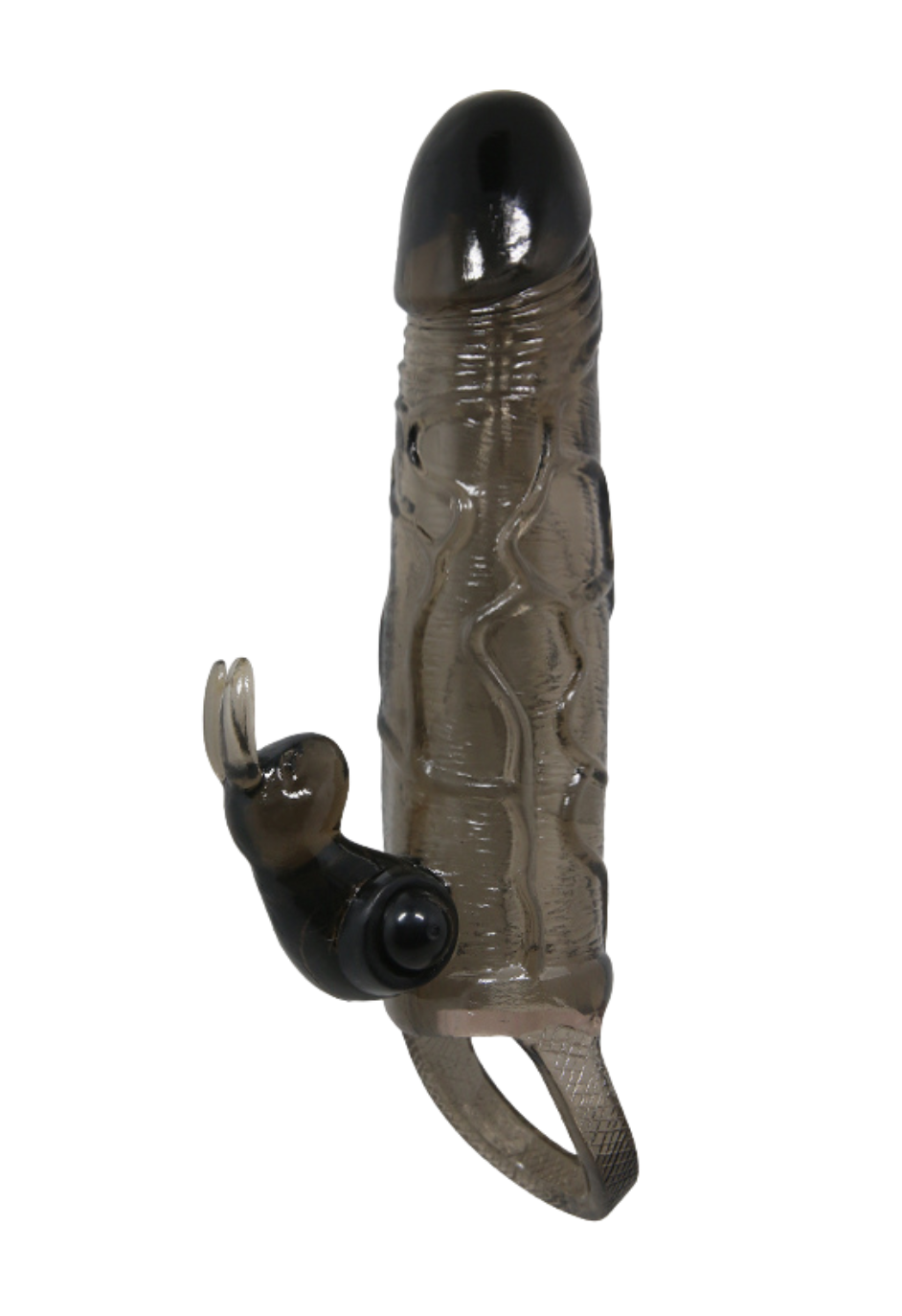 Żelowa nakładka na penisa, z wibracjami oraz króliczkiem