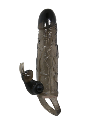 Żelowa nakładka na penisa, z wibracjami oraz króliczkiem